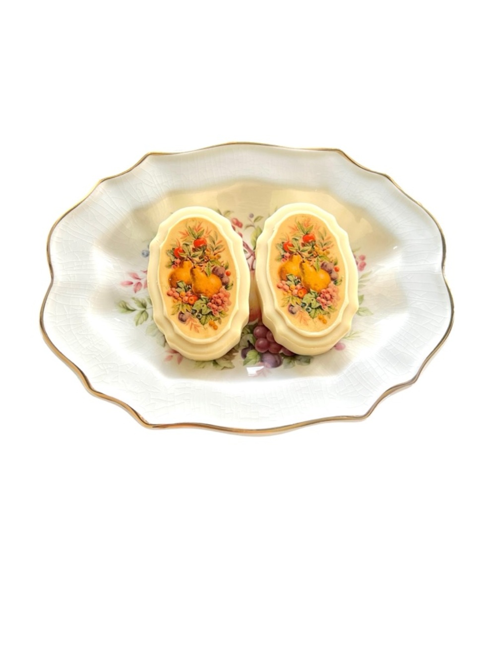 Avon “Nature Bountiful” Plate & Guest Soap Set – 22K, Enoch Wedgwood England